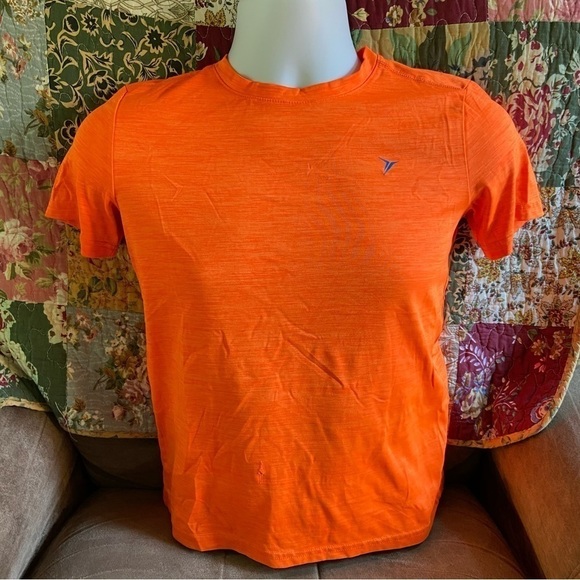 Old Navy Active youth shirt in large. Bright orange with blue accent. Go-Dry. - Picture 1 of 5